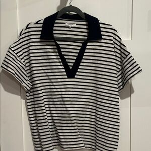 Maurices Black and White Striped V-Neck Top